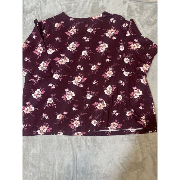 Women’s Croft & Barrow Top 3/4 Sleeves Floral Maroon Plus 5x - Picture 9 of 12